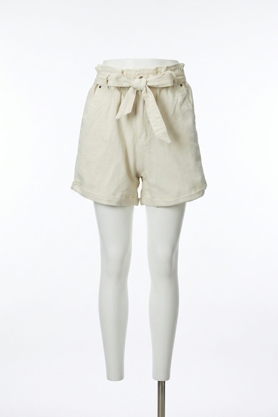 NEW BY TOGETHER high-rise peplum cotton-twill short in ivory